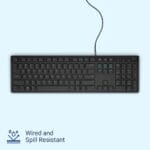 Dell KB216 Wired Multimedia Keyboard - Full-Size Layout with USB Interface, Chiclet Keys, Spill Resistance with 3 Indicator Lights| Plug and Play| Hot Keys: Volume, Mute, Play/Pause, Backward, Forward - Image 2