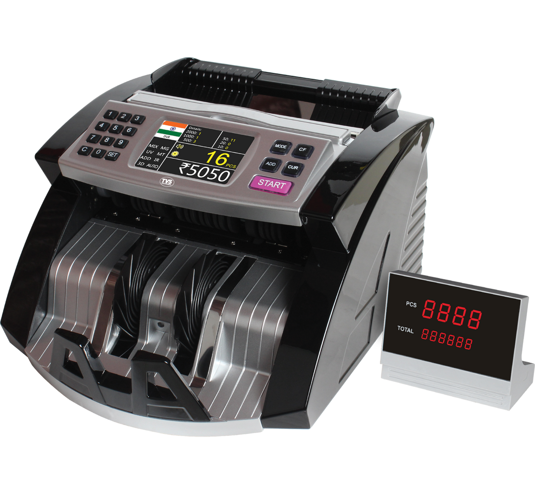 2026/02/462005.png TVS Electronics CC-453 Star+ Mixed Value Currency Counter with TFT Display |External Display |Fake Note Detection (UV/MG/IR/3D/Color Sensor) |Auto Start/Stop, Batch, Add, Denomination Sort, Self-Check. - Image 1