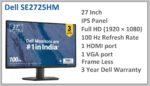 DELL SE2725HM 68.58 cm (27 inch) Full HD LED Backlit IPS Panel Monitor (SE2725HM- Ultra-Thin bezels,1x HDMI, 1xVGA,TÜV Rheinland® for 3-star eye comfort) (Frameless, Response Time: 5 ms, 100 Hz Refresh Rate) - Image 2
