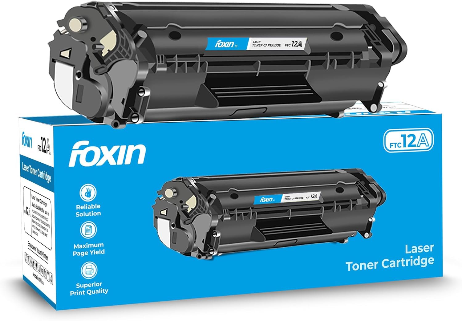 2026/05/466689.jpg Foxin 12A Laser Printer Toner Cartridge Compatible with HP 1020, M1005, 1018, 1010, 1012, 1015, 1022, 1022N, 1022NW, 3015, 3020, 3030, 3050, 3050Z, 3052, 3055, Canon LBP2900/2900B/3000 - Image 1